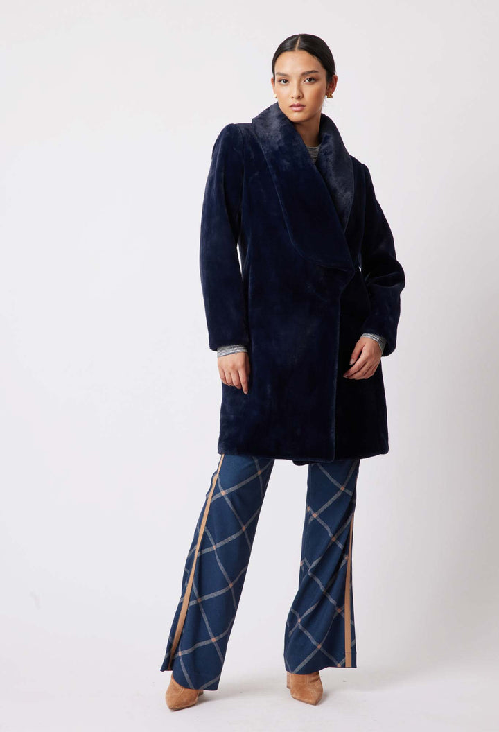 Serena Faux Fur Coat - Navy