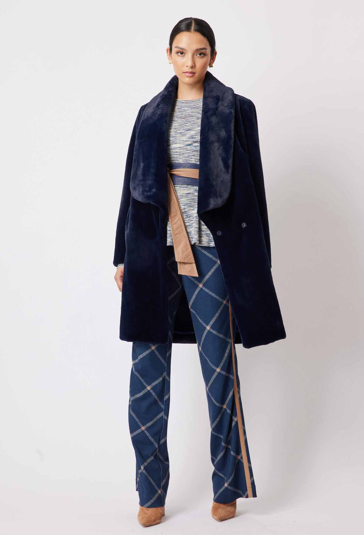 Serena Faux Fur Coat - Navy