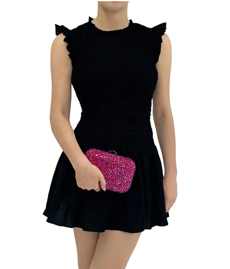 Casey Hot Fix Encrusted Clutch - Fuchsia