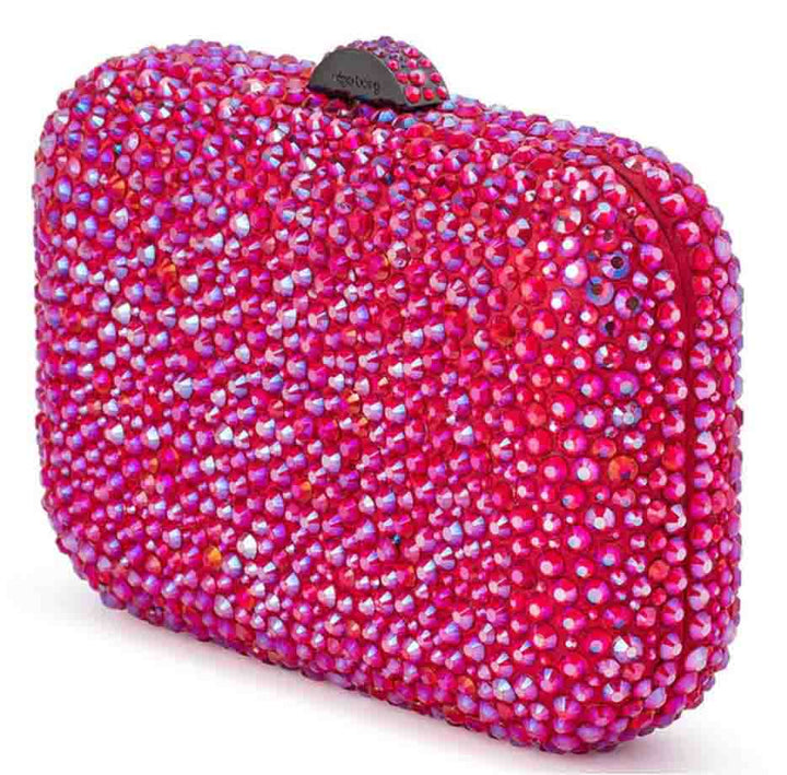 Casey Hot Fix Encrusted Clutch - Fuchsia