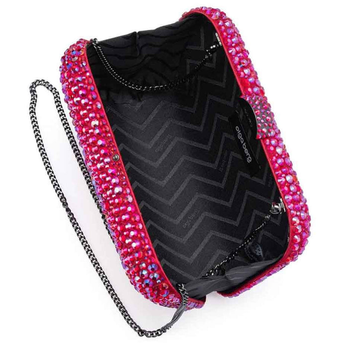 Casey Hot Fix Encrusted Clutch - Fuchsia