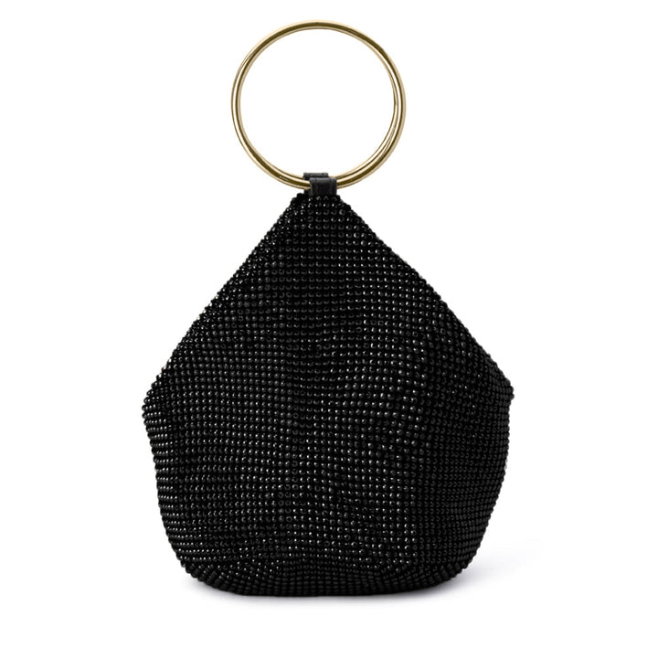 Olga Berg Ellie Mesh Bag with Gold Handles - Black