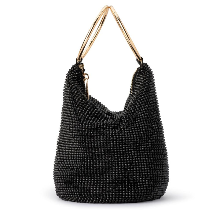 Olga Berg Ellie Mesh Bag with Gold Handles - Black