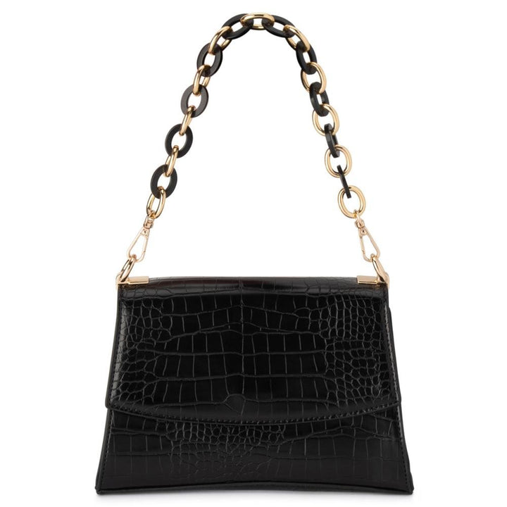 Olga Berg Romy Curved Base Chain Bag - Black