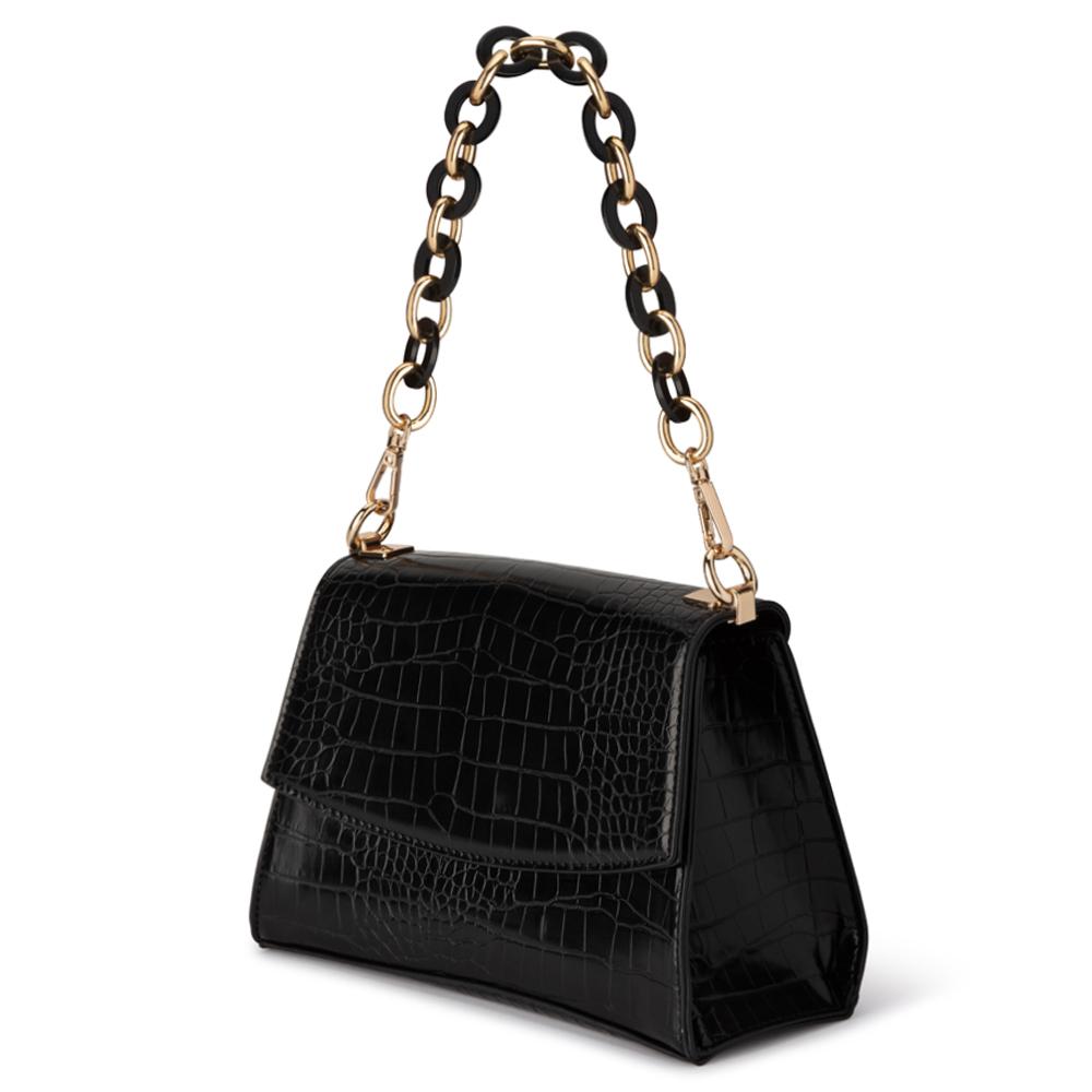 Olga Berg Romy Curved Base Chain Bag - Black