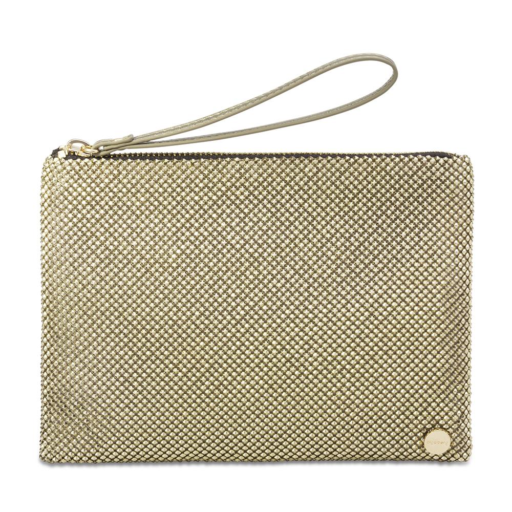 Olga Berg Selena Pyramid Mesh Wristlet Gold