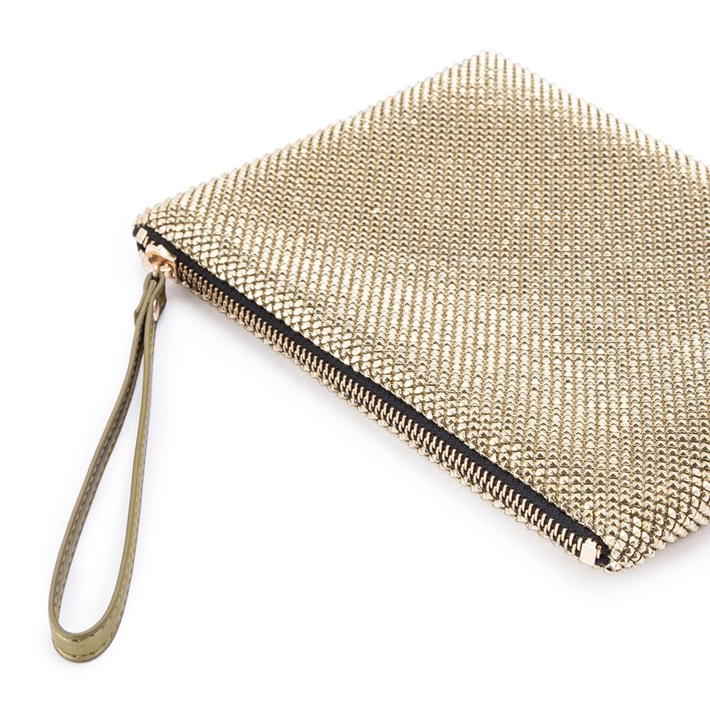 Olga Berg Selena Pyramid Mesh Wristlet - Gold