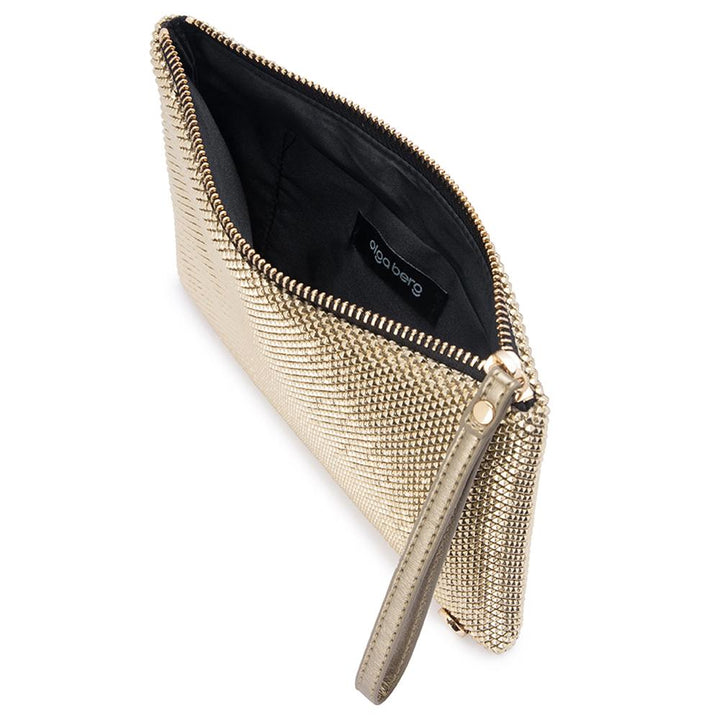 Olga Berg Selena Pyramid Mesh Wristlet - Gold