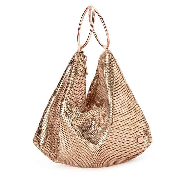 Olga Berg Shar Mesh Convertible Bag - Rose Gold