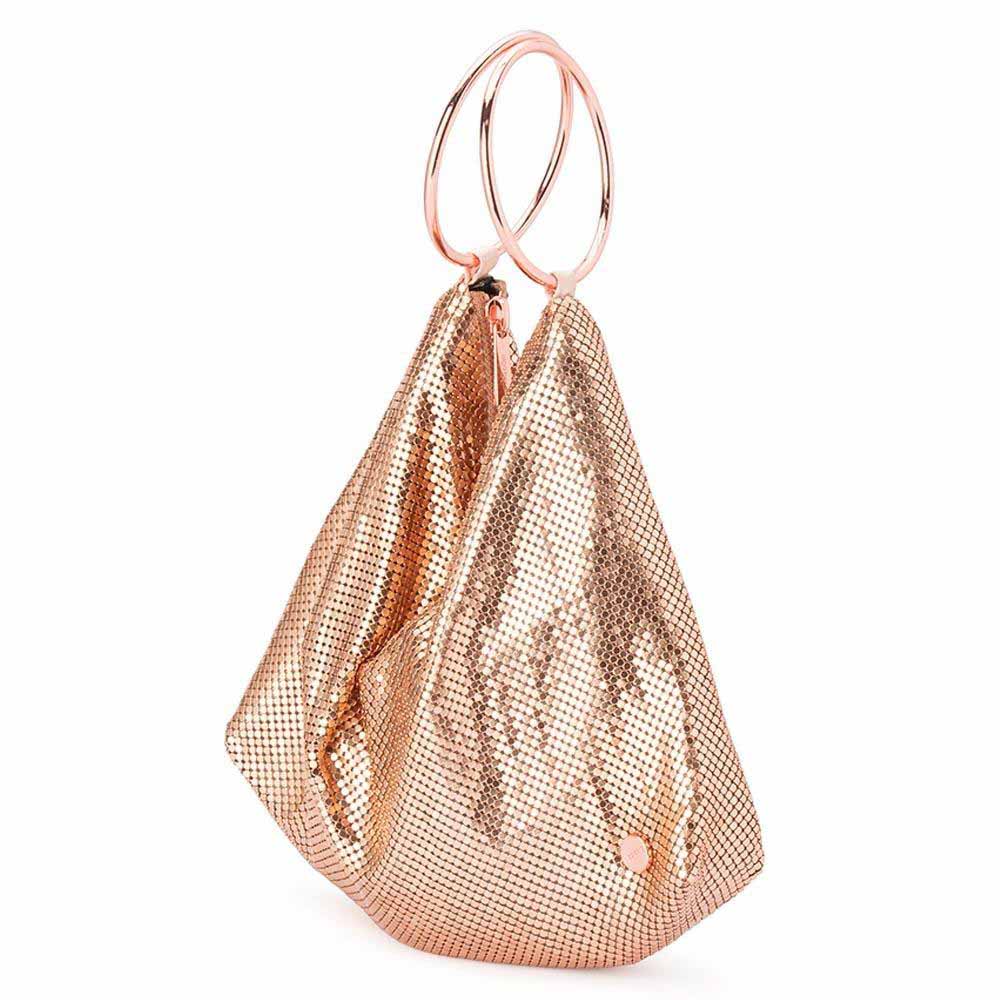 Olga Berg Shar Mesh Convertible Bag - Rose Gold