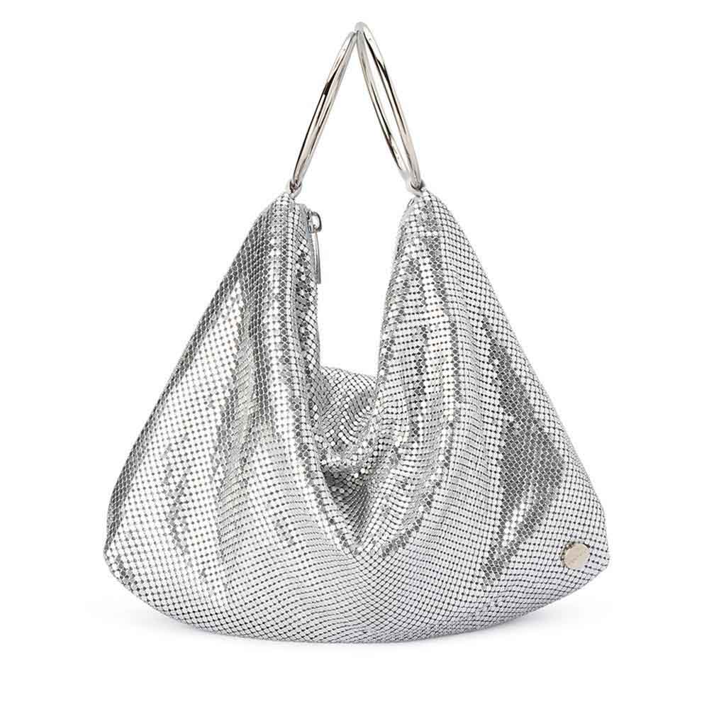 Olga Berg Shar Mesh Convertible Bag - Silver