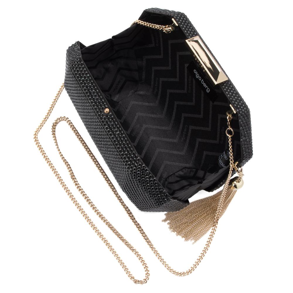 Olga Berg Tilly Hotfix Clutch with Tassel - Black