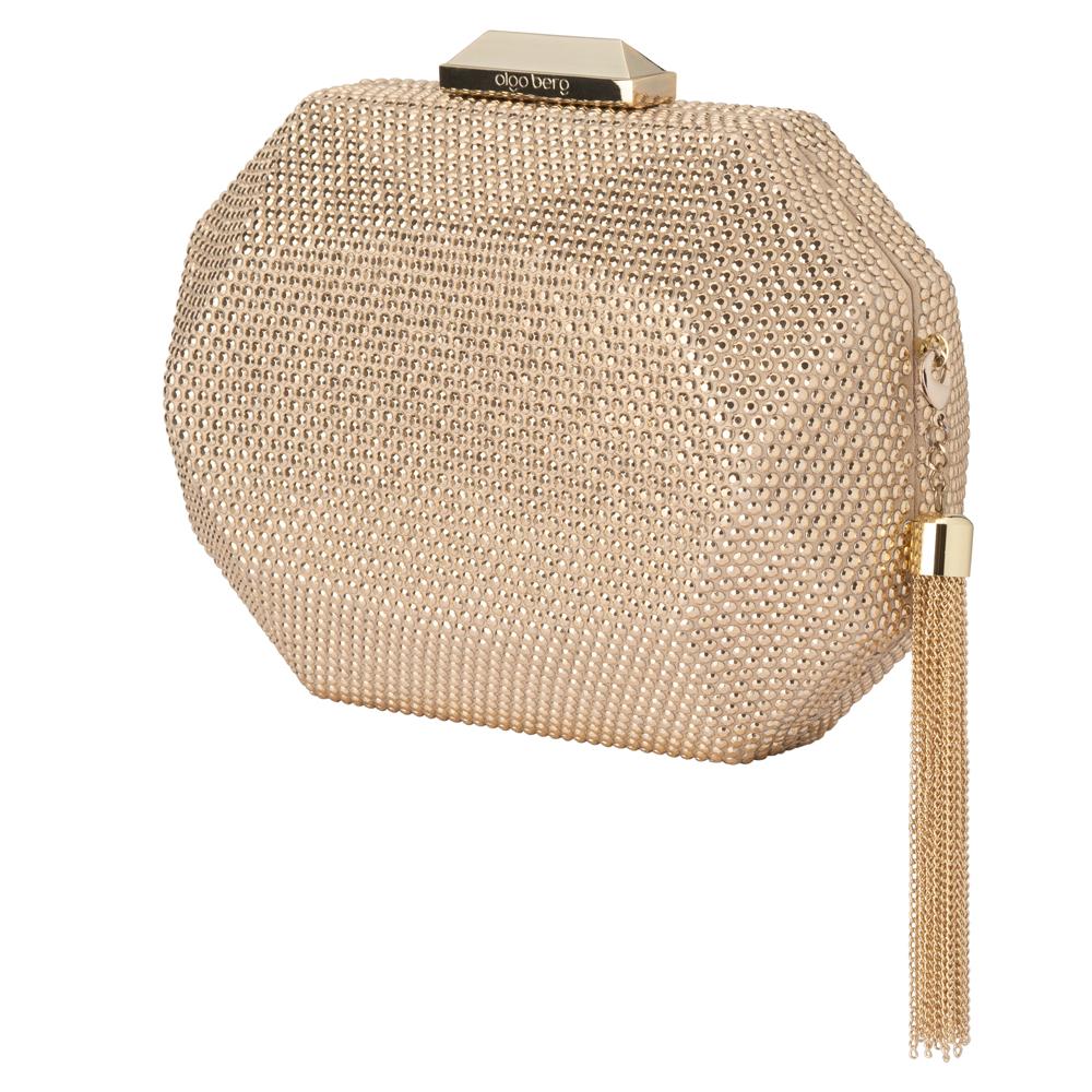 Olga Berg Tilly Hotfix Clutch with Tassel - Gold