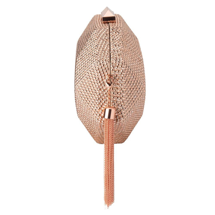 Olga Berg Tilly Hotfix Clutch with Tassel - Rose Gold