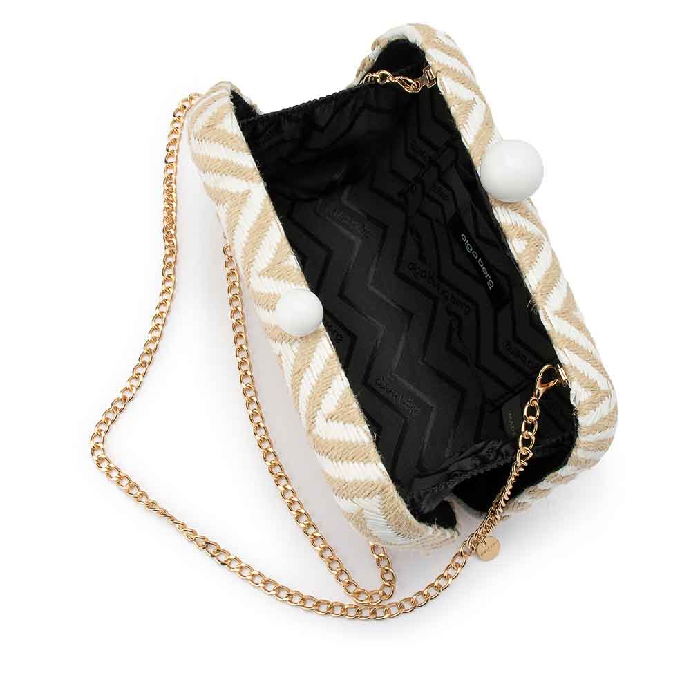 Valeria Chevron Clutch - White