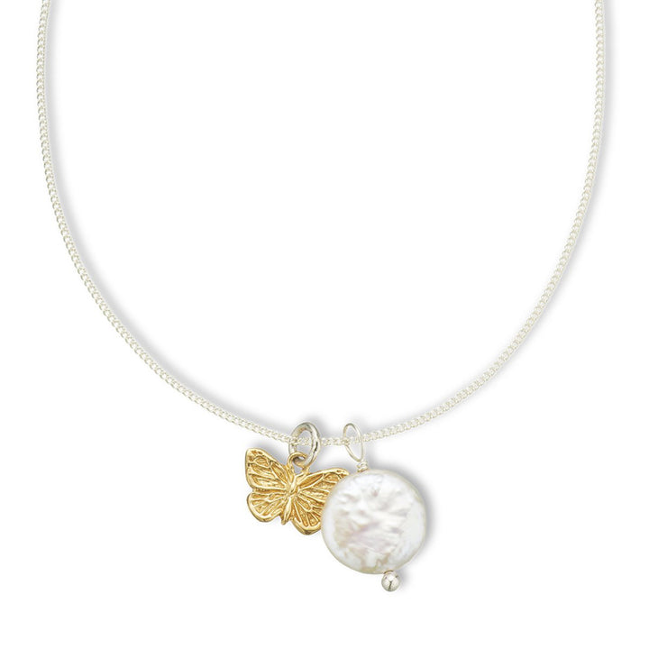 Palas Jewellery Butterfly and Pearl Amulet Necklace