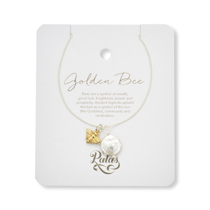 Palas Jewellery Golden Bee and Pearl Amulet Necklace