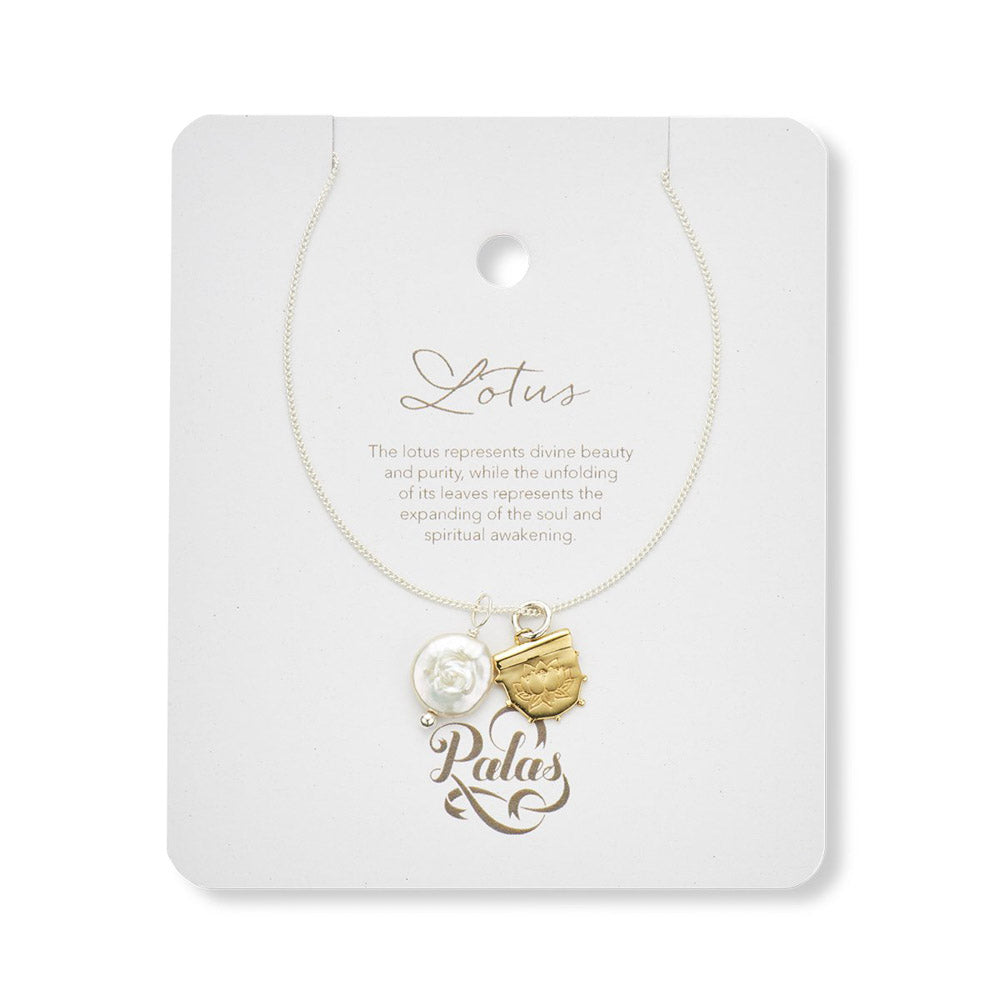 Palas Jewellery Lotus and Pearl Amulet Necklace