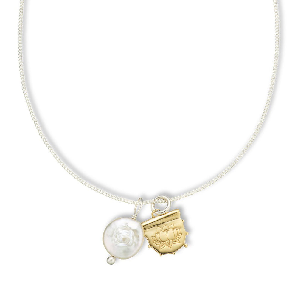 Palas Jewellery Lotus and Pearl Amulet Necklace