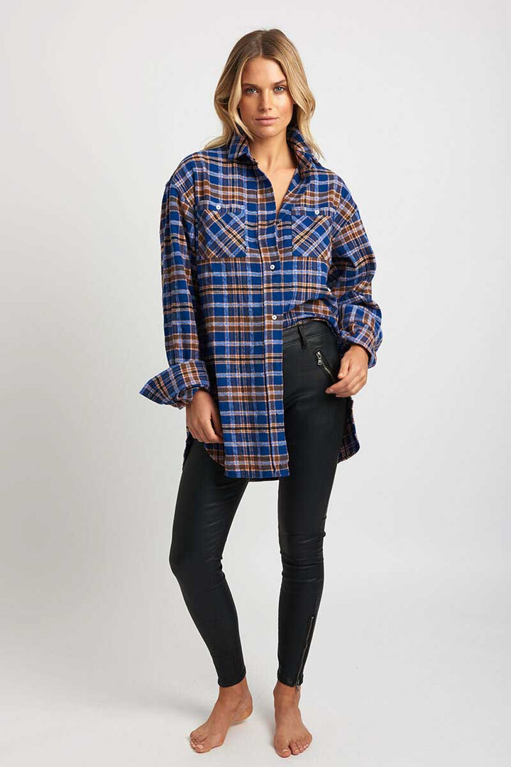 The Boyfriend Oversized Flannel Shirt - Rough Trade Blue