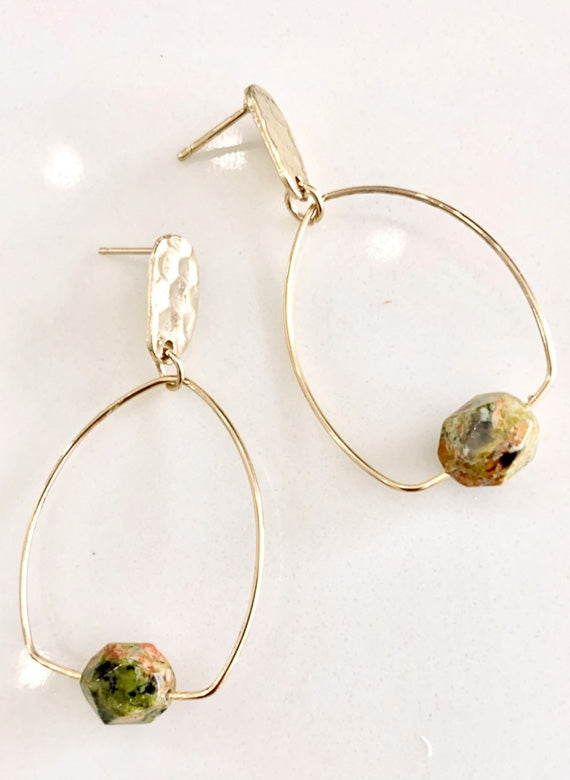 Noosa Living Elle Earrings - Mottled Olive