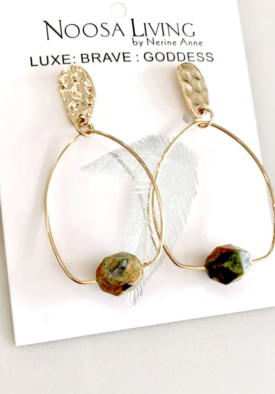 Noosa Living Elle Earrings - Mottled Olive