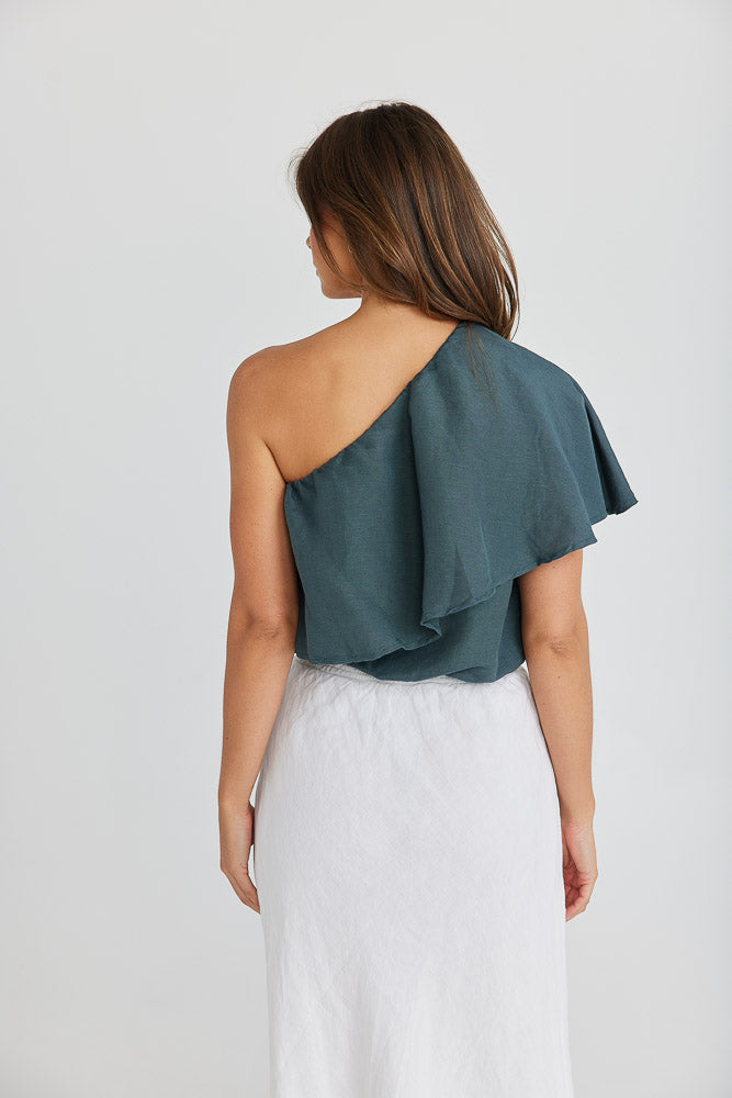 Corina Top - Slate Linen Viscose