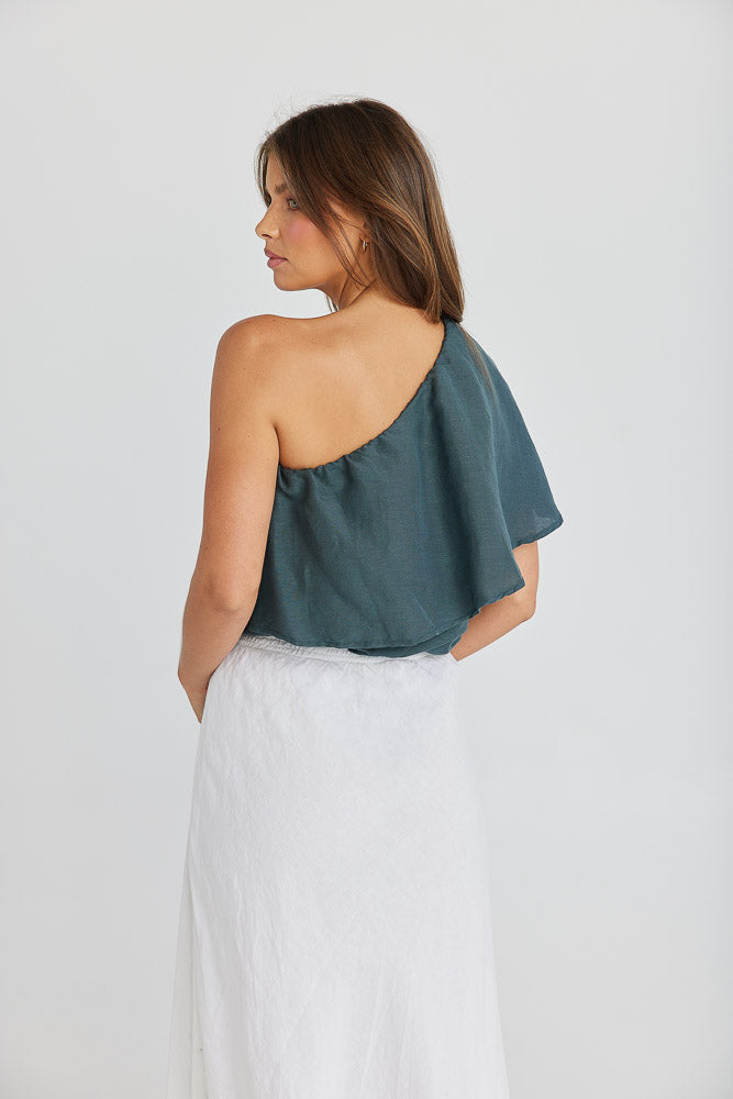 Corina Top - Slate Linen Viscose