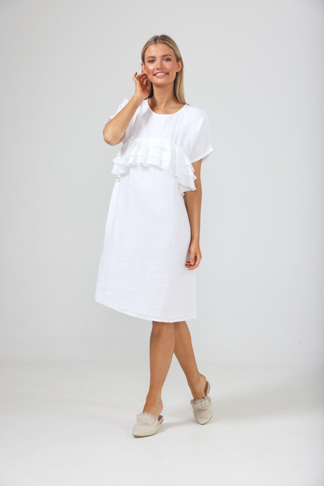 Neapolitan Dress - White Linen