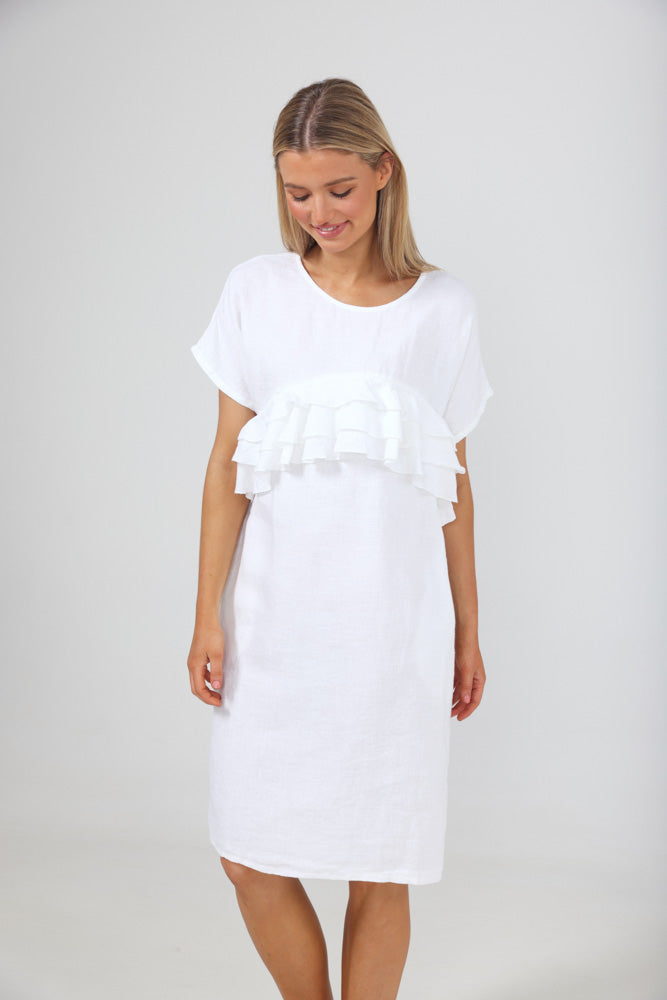 Neapolitan Dress - White Linen