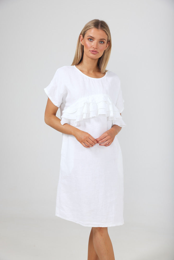 Neapolitan Dress - White Linen