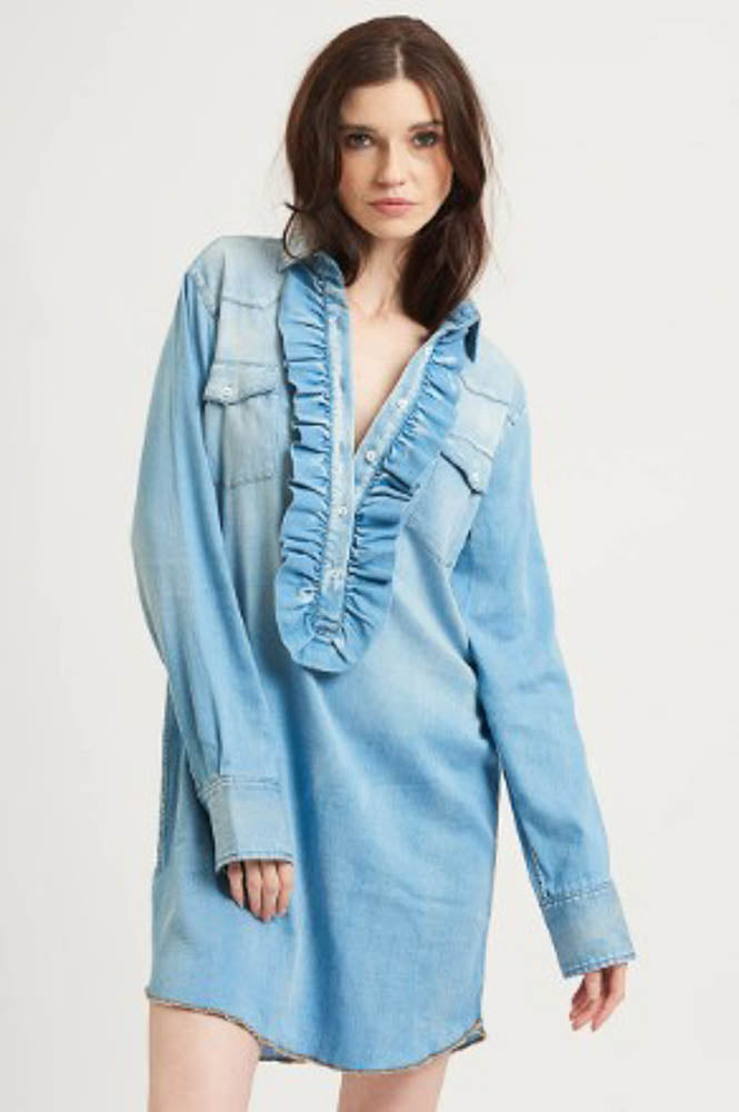 The Cowgirl Shirt Dress - Light Denim