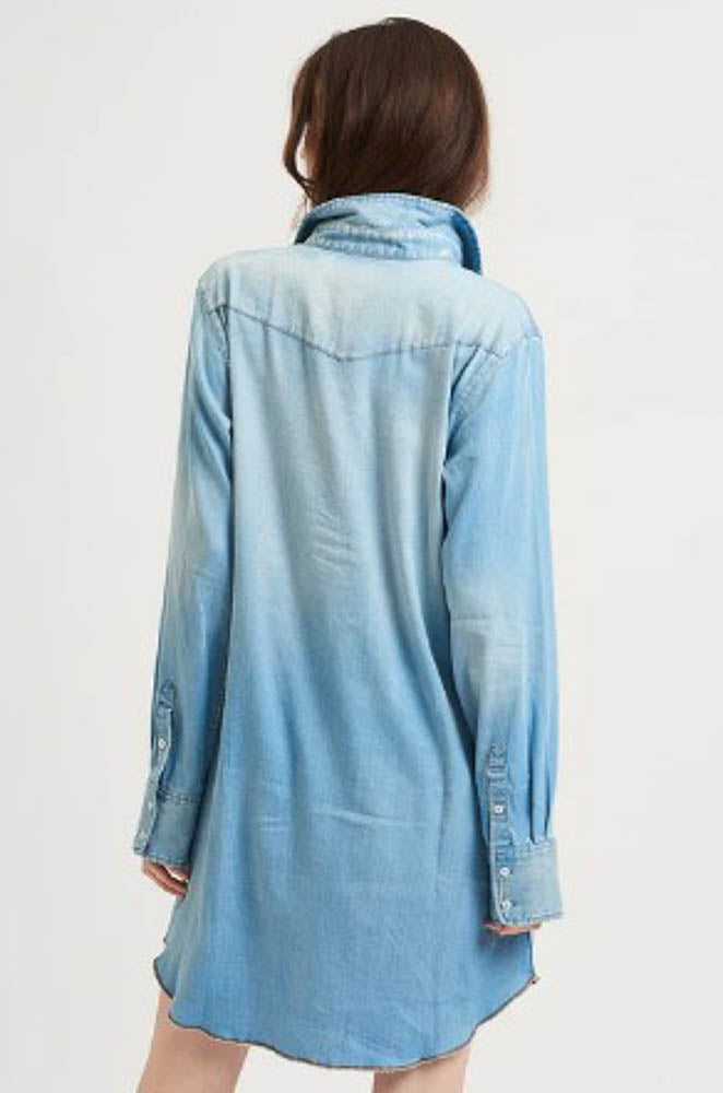 The Cowgirl Shirt Dress - Light Denim