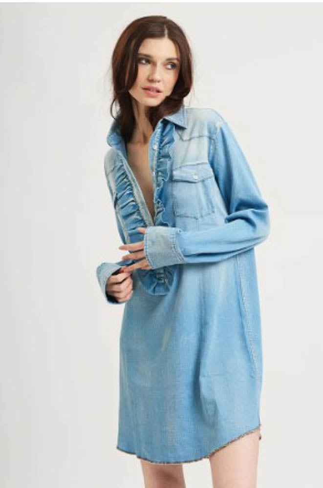 The Cowgirl Shirt Dress - Light Denim