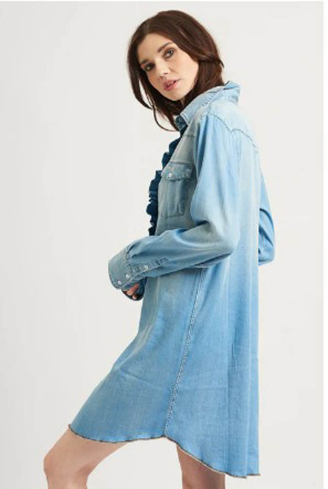 The Cowgirl Shirt Dress - Light Denim