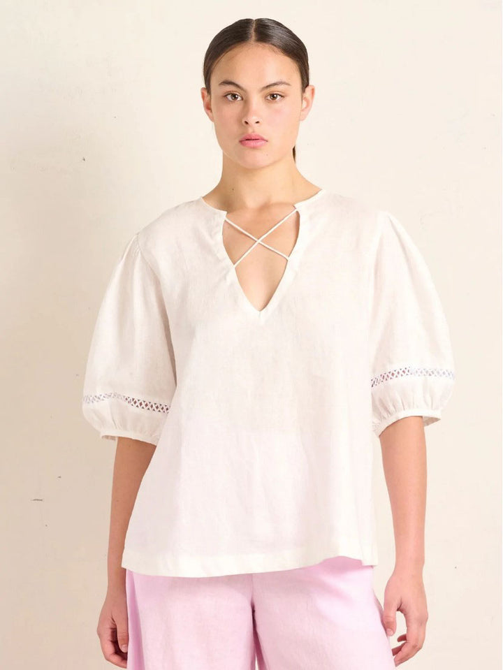 Cross Top - Ivory Linen