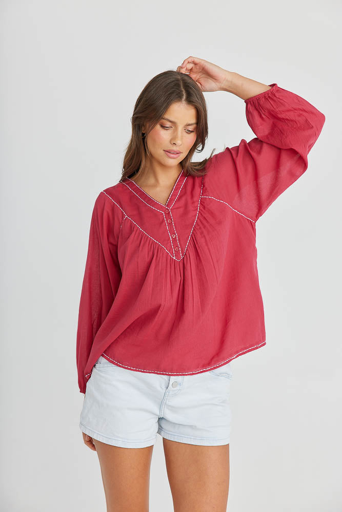 Moonraker Top - Garnet Rose