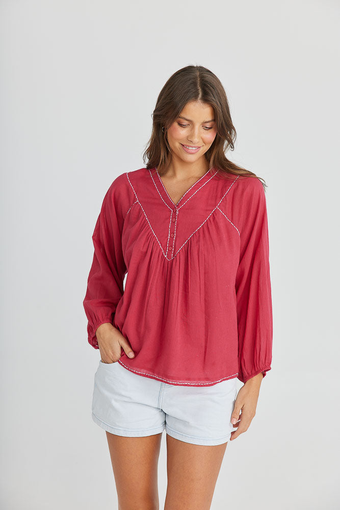 Moonraker Top - Garnet Rose