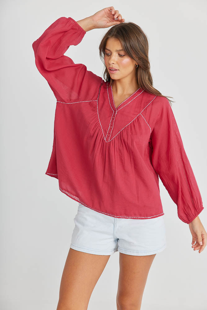 Moonraker Top - Garnet Rose