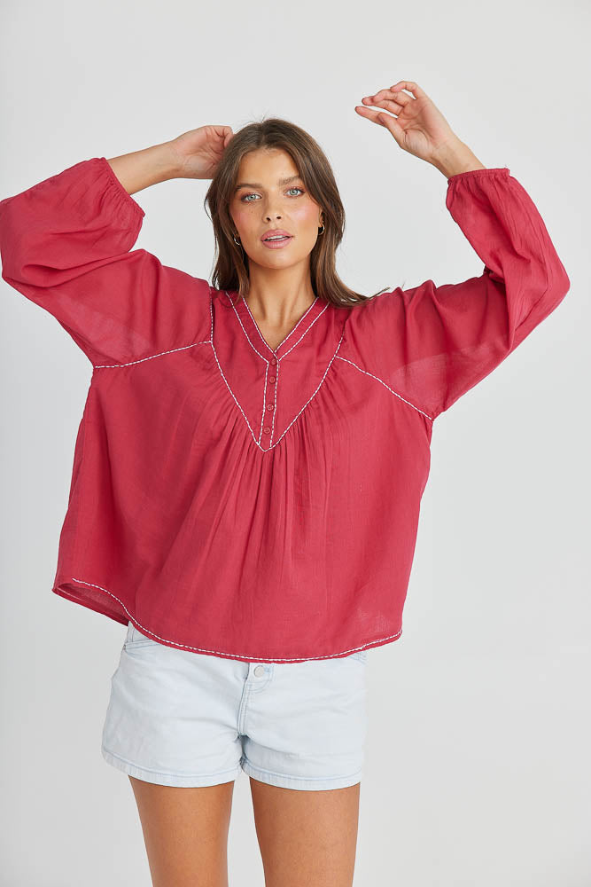 Moonraker Top - Garnet Rose