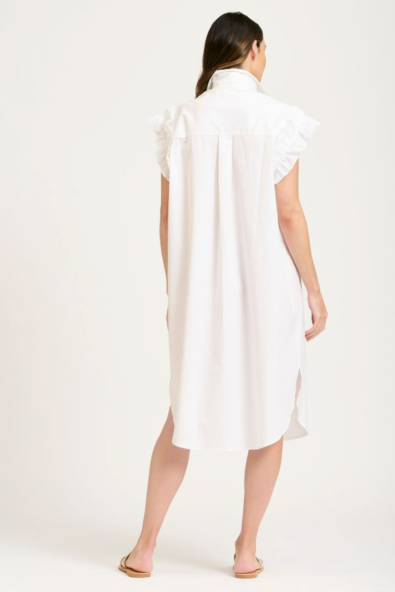 The Ruffle Shirt Dress - White