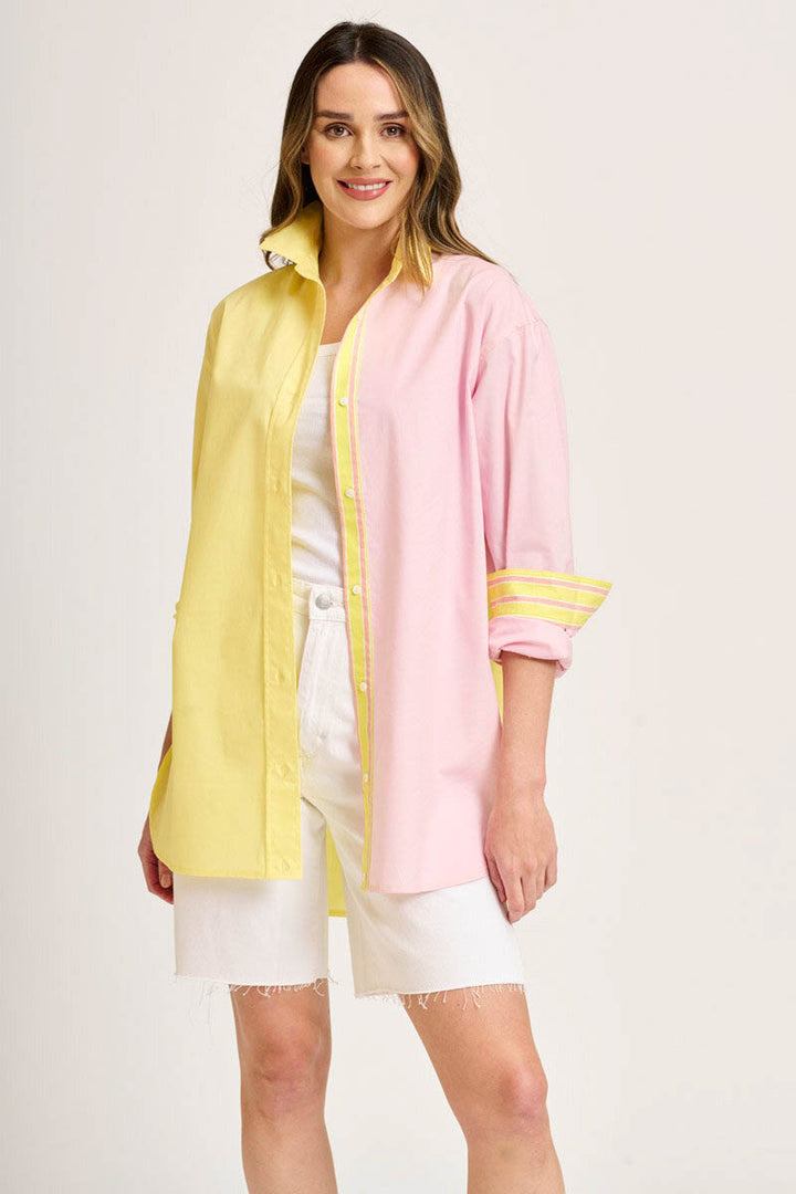 The Boyfriend Shirt Panel & Trim - Lemon/Pink