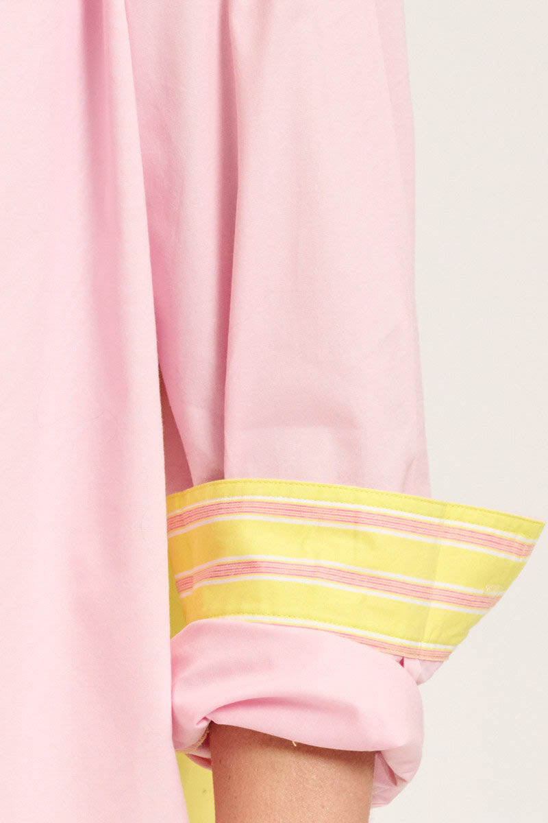 The Boyfriend Shirt Panel & Trim - Lemon/Pink