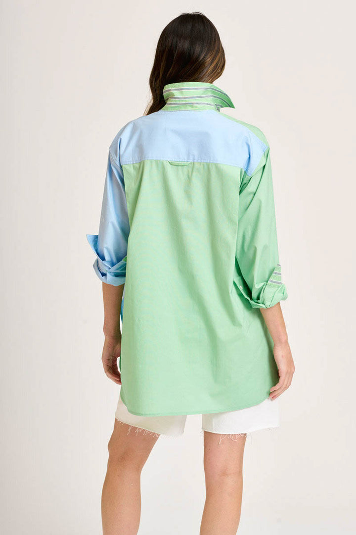 The Boyfriend Shirt Panel & Trim - Lime/Sky Blue